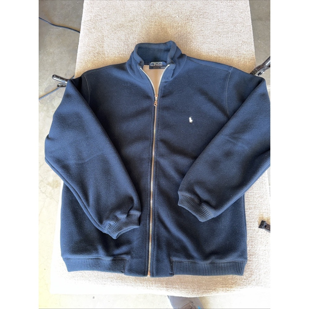 Polo Ralph Lauren Sweater Jacket Knit Fleece Full Zip Blue Mens Size XL